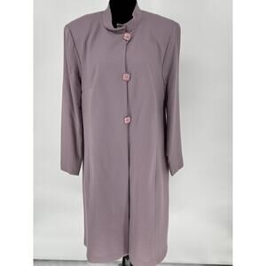 Vintage NRI 100% Wool Crepe Coat Shoulder Pads Lined USA Lavender Old Money